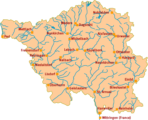 Saar Fluss Karte